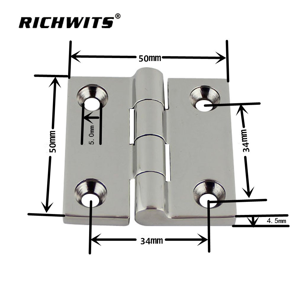 ZB0401方形四孔合页50mm尺寸标记图