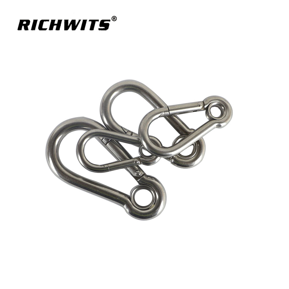 Hardware Accessories 316/304 Stainless Steel Carabiner Hook with Eyelet
