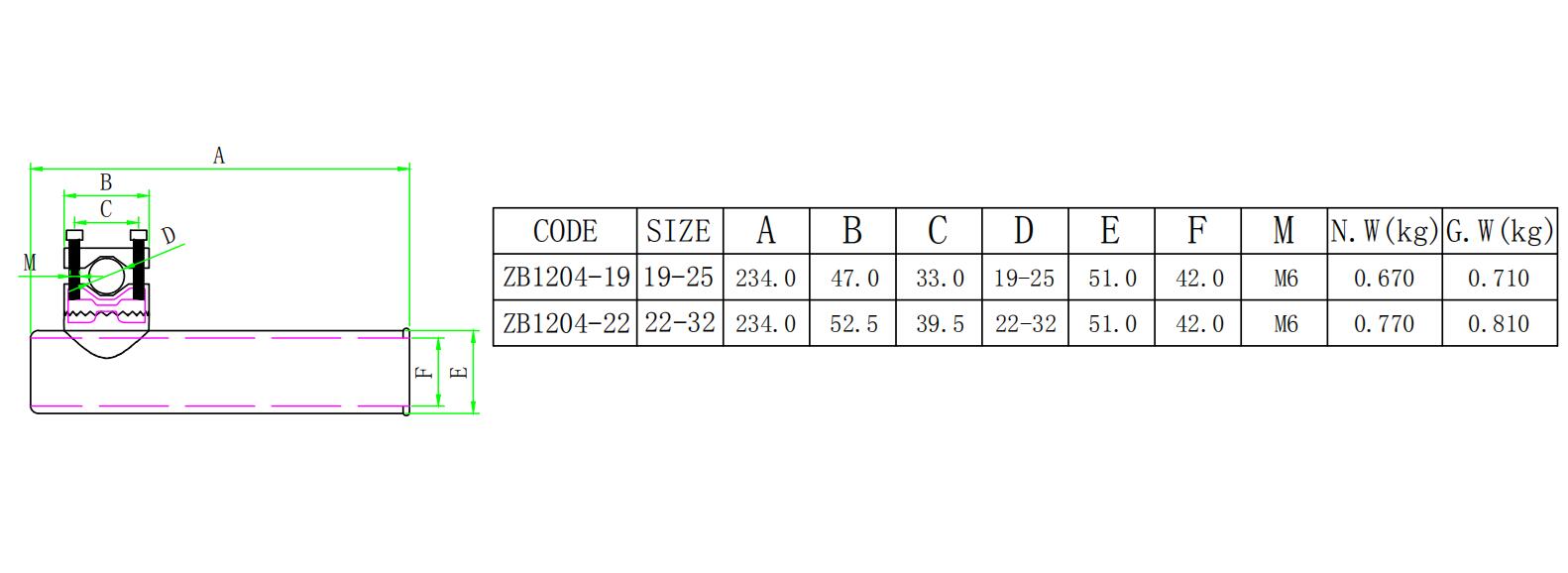 ZB1204 1204鱼竿筒-尺寸图