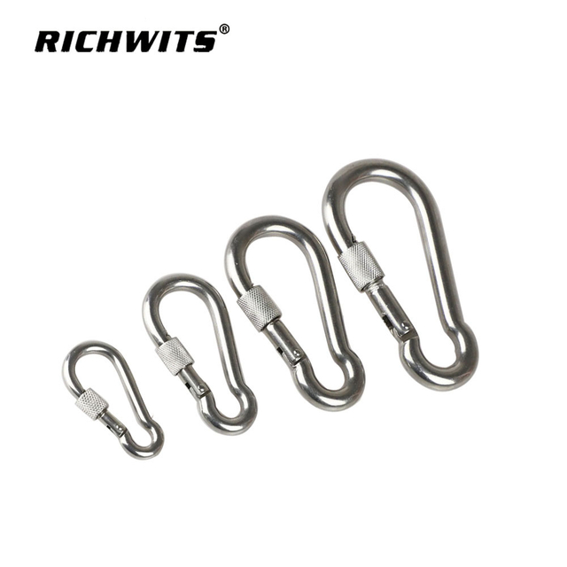Stainless Steel Safety Screw Lock Nut Carabiner Hook