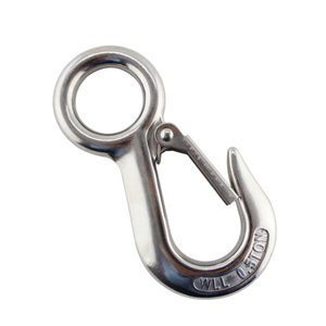 Heavy Duty 0.2 T/0.3T/0.5T Lifting Hook Marine Grade SS 304 Large Eye Spring Latched Crane Hook
