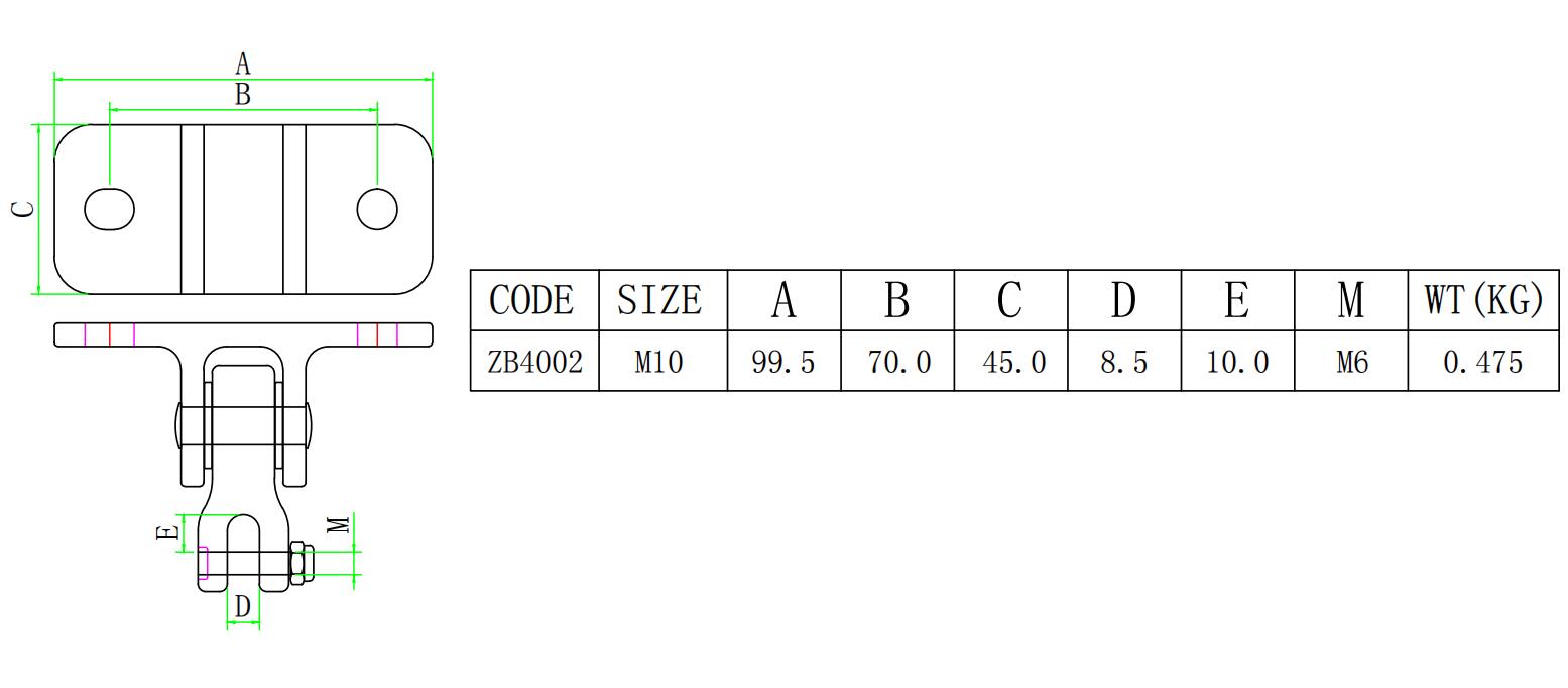 ZB4002 ZBH叉式摇摆秋千固定架-尺寸简图