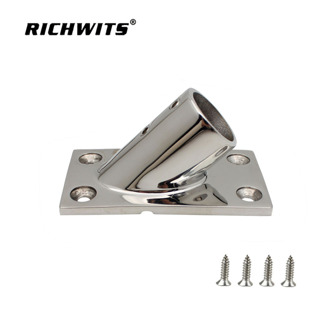  Marine Hardware Stainless Steel 45 Degree Rectangular Rail Base 