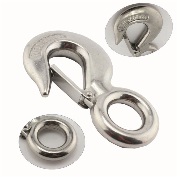 Stainless Steel Wall Heavy Duty Crane Hook Safety Latch Block Hook