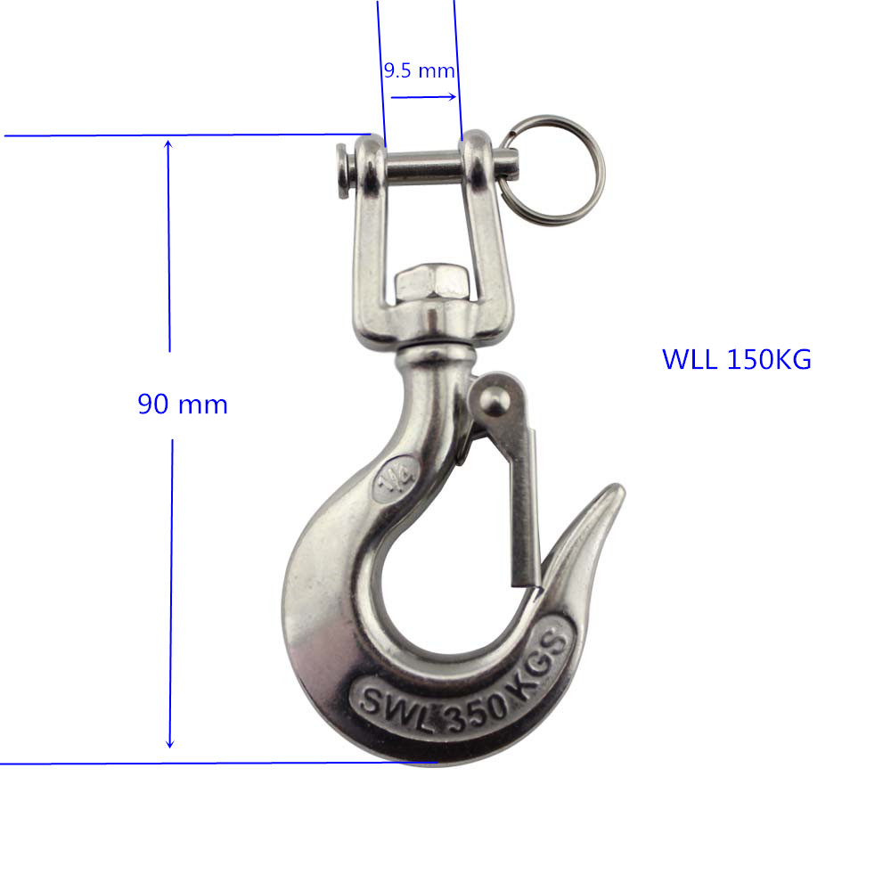 Stainless Steel Rigging Hardware Snap Hook Grade 304 Marine Jaw Type Swivel Crane Lifting Hooks