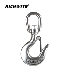 Factory AISI304 Stainless Steel Swivel Eye Slip Hook With Safety Latch Lifting Hoisting Crane Chain Hook