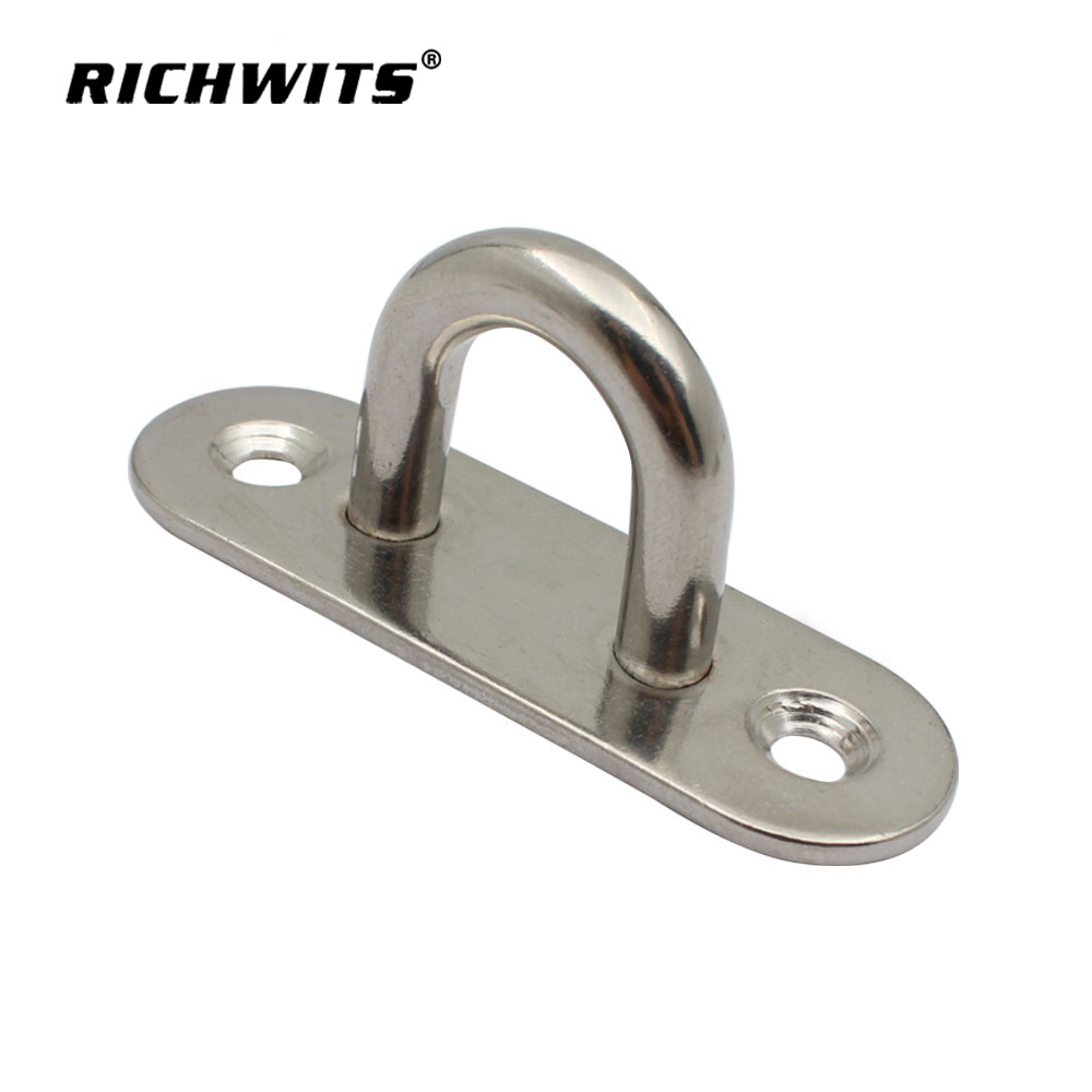 Stainless Steel Oblong Pad Eye Oval Eye Plat Ceiling Hook Ring Hooks Strip Type Eye Plate Wall Mount Hanging Hardware