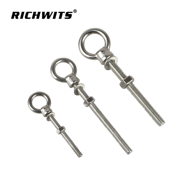 Manufacturers 316 Stainless Steel Lifting Long Shank Eye Bolts with Washer and Nut