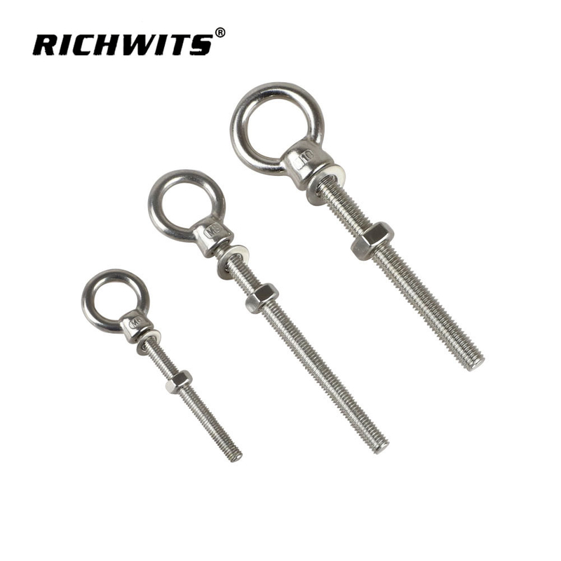 Manufacturers 316 Stainless Steel Lifting Long Shank Eye Bolts with Washer and Nut
