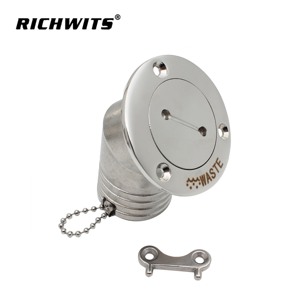 Marine Hardware 45° Deck Filler with Key Stainless Steel 316