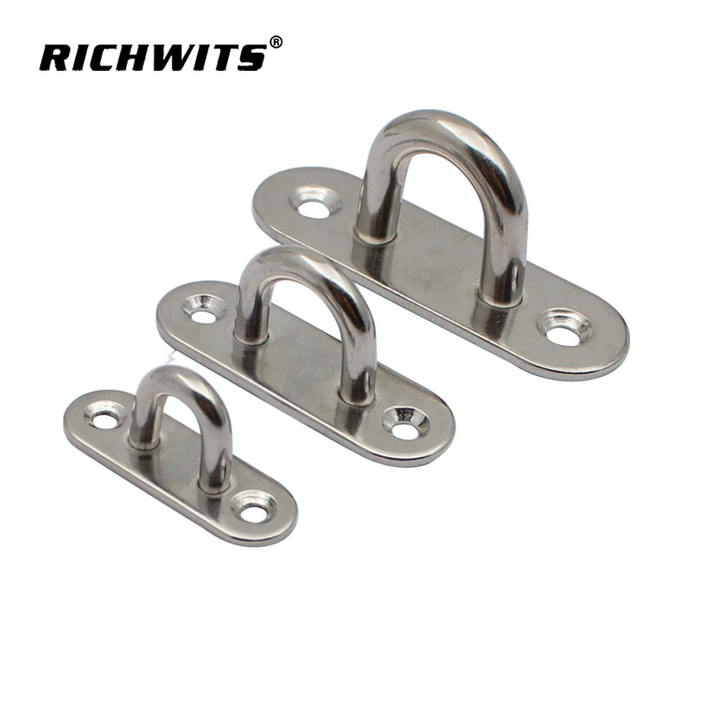 Stainless Steel Oblong Pad Eye Oval Eye Plat Ceiling Hook Ring Hooks Strip Type Eye Plate Wall Mount Hanging Hardware
