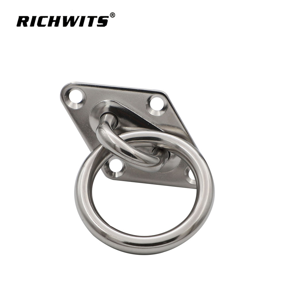 Yacht Boat Parts Accessories Marine Grade Stainless Steel Diamond Pad Eye with Ring