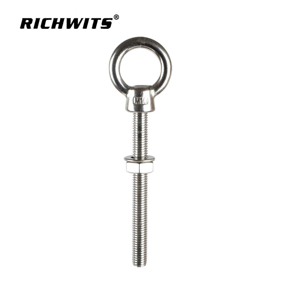 Manufacturers 316 Stainless Steel Lifting Long Shank Eye Bolts with Washer and Nut