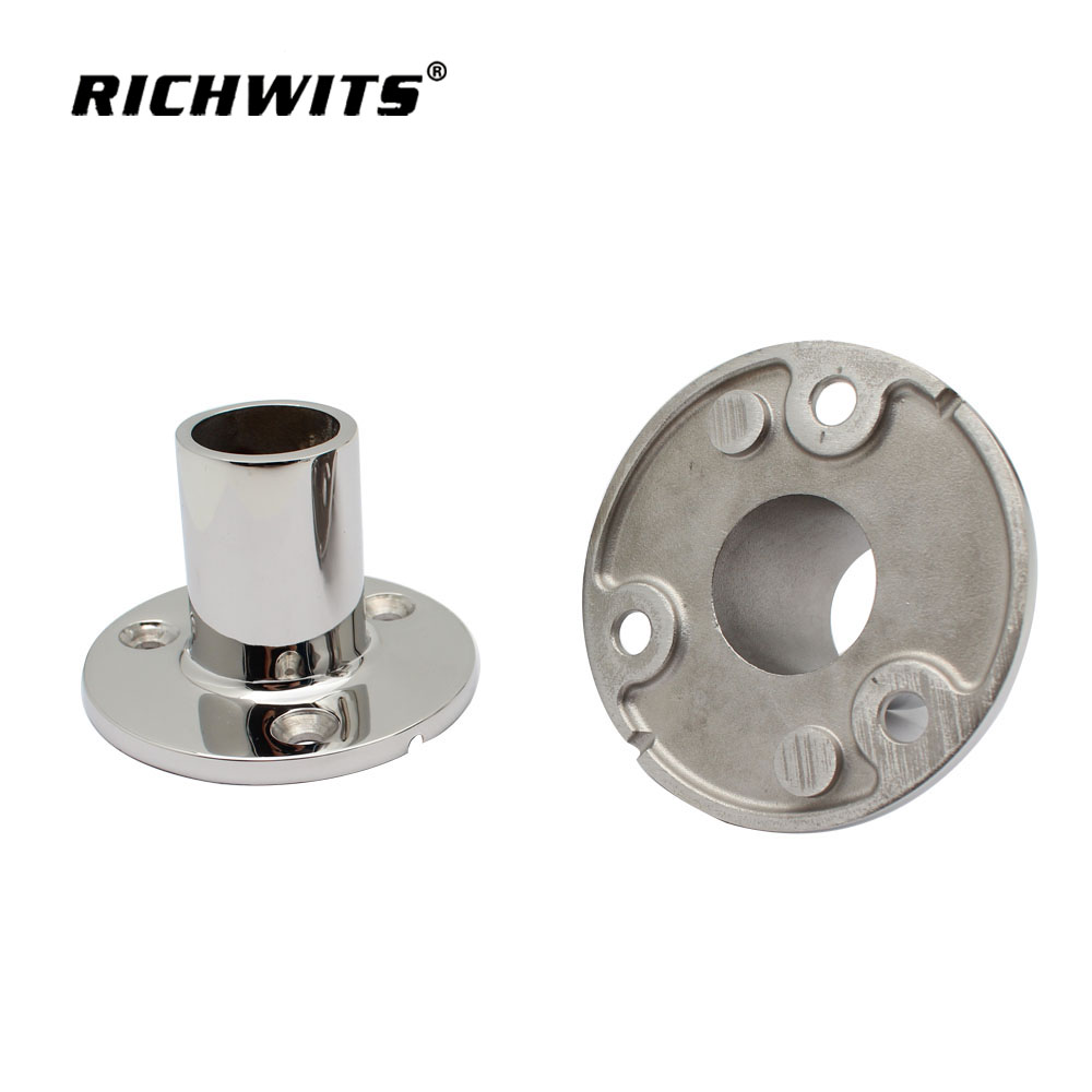  316 Stainless Steel Marine Hardware 90 Degree Round Rail Base for Ship Yacht