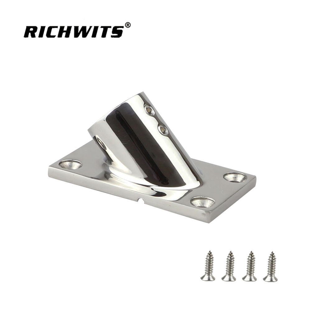  Marine Hardware Stainless Steel 45 Degree Rectangular Rail Base 