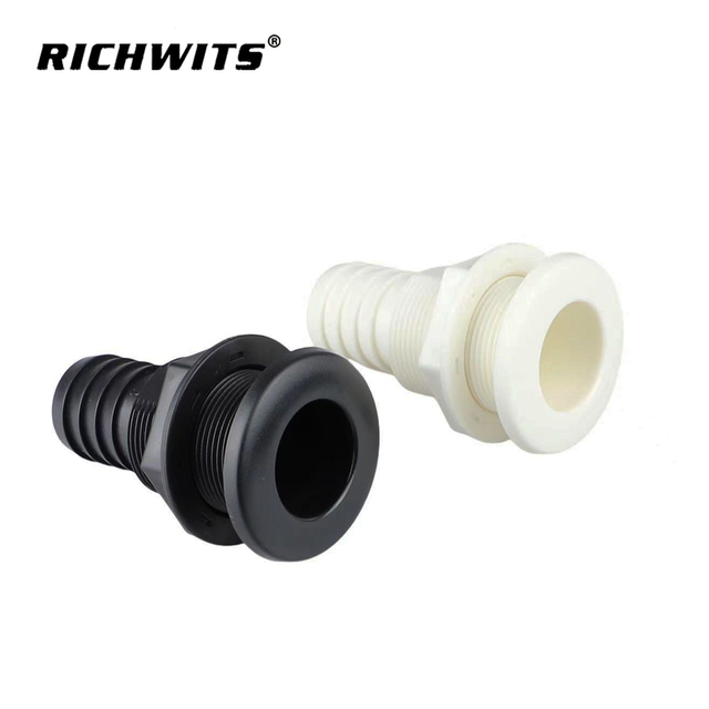 Boat Through Hull Connector ABS Plastic Thru Hull Bilge Pump Drain Vent Hose