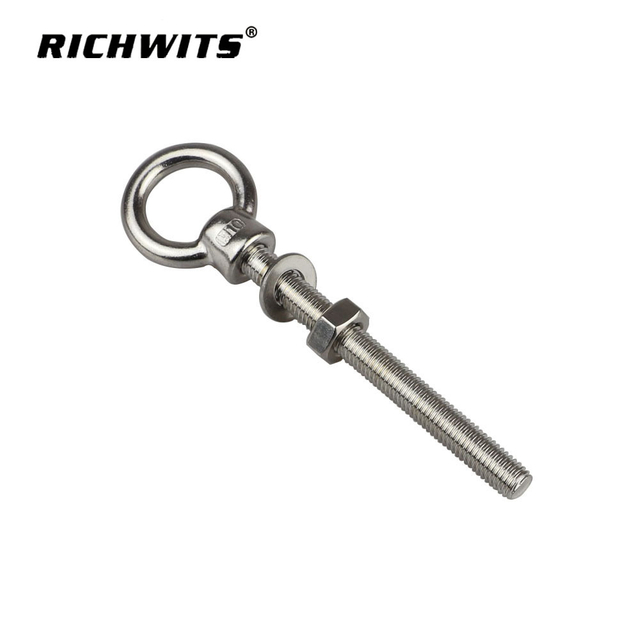 Manufacturers 316 Stainless Steel Lifting Long Shank Eye Bolts with Washer and Nut