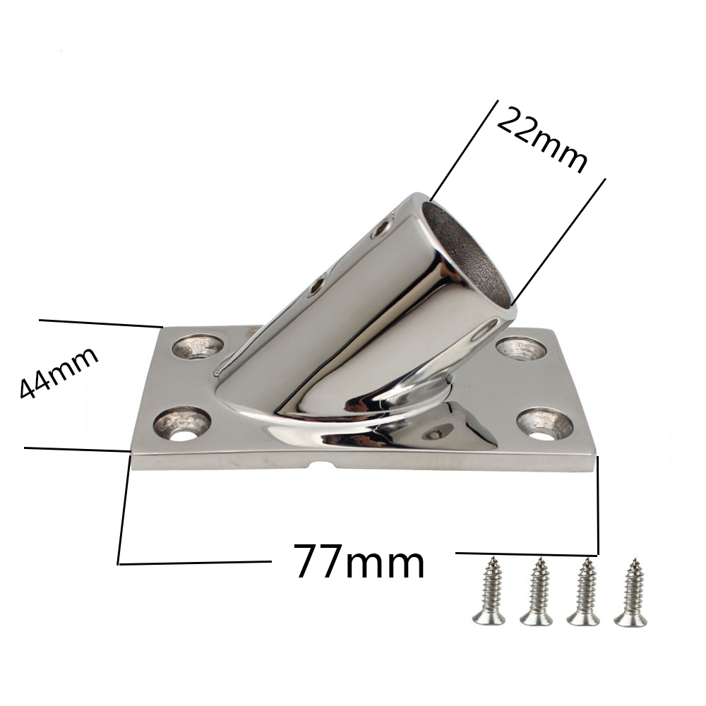  Marine Hardware Stainless Steel 45 Degree Rectangular Rail Base 