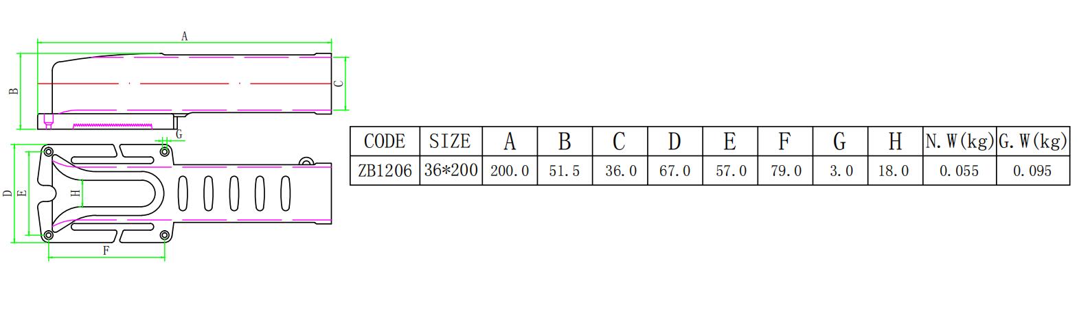 ZB1206 便携鱼竿筒-尺寸图
