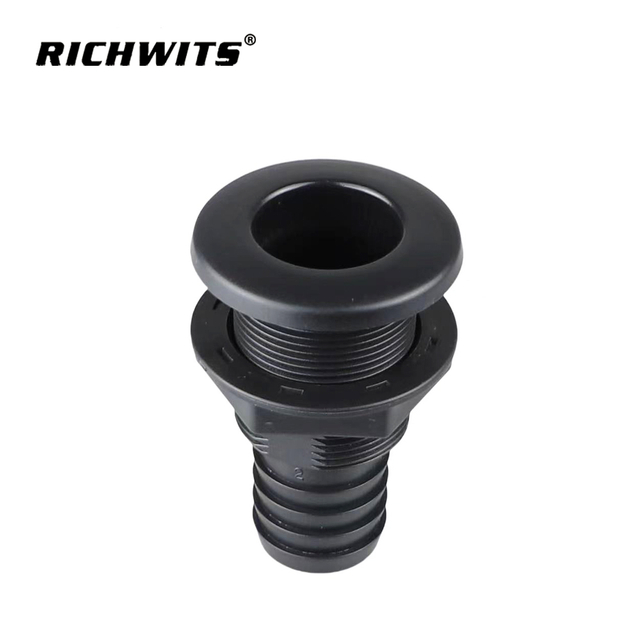 Boat Through Hull Connector ABS Plastic Thru Hull Bilge Pump Drain Vent Hose