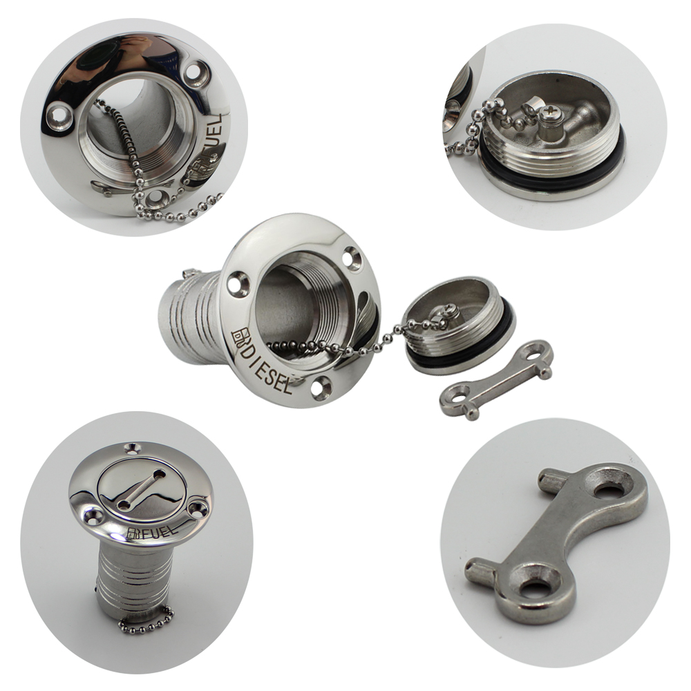 Marine hardware deck filler with key stainless steel 316