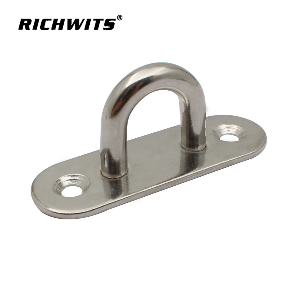Stainless Steel Oblong Pad Eye Oval Eye Plat Ceiling Hook Ring Hooks Strip Type Eye Plate Wall Mount Hanging Hardware
