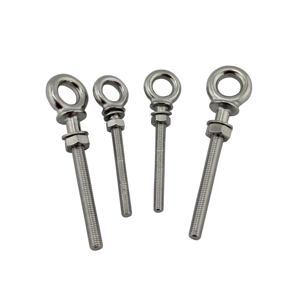 HX Long Thread Lifting Screw Eye Bolt Rigging Hardware Eye Bolts and Nut Lock Stainless Steel 316