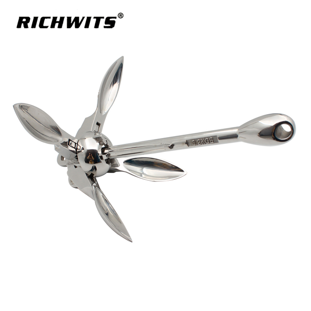 Marine Marine Stainless Steel 316 Sea Anchor Grapnel Folding Anchors Kit for Small Boats