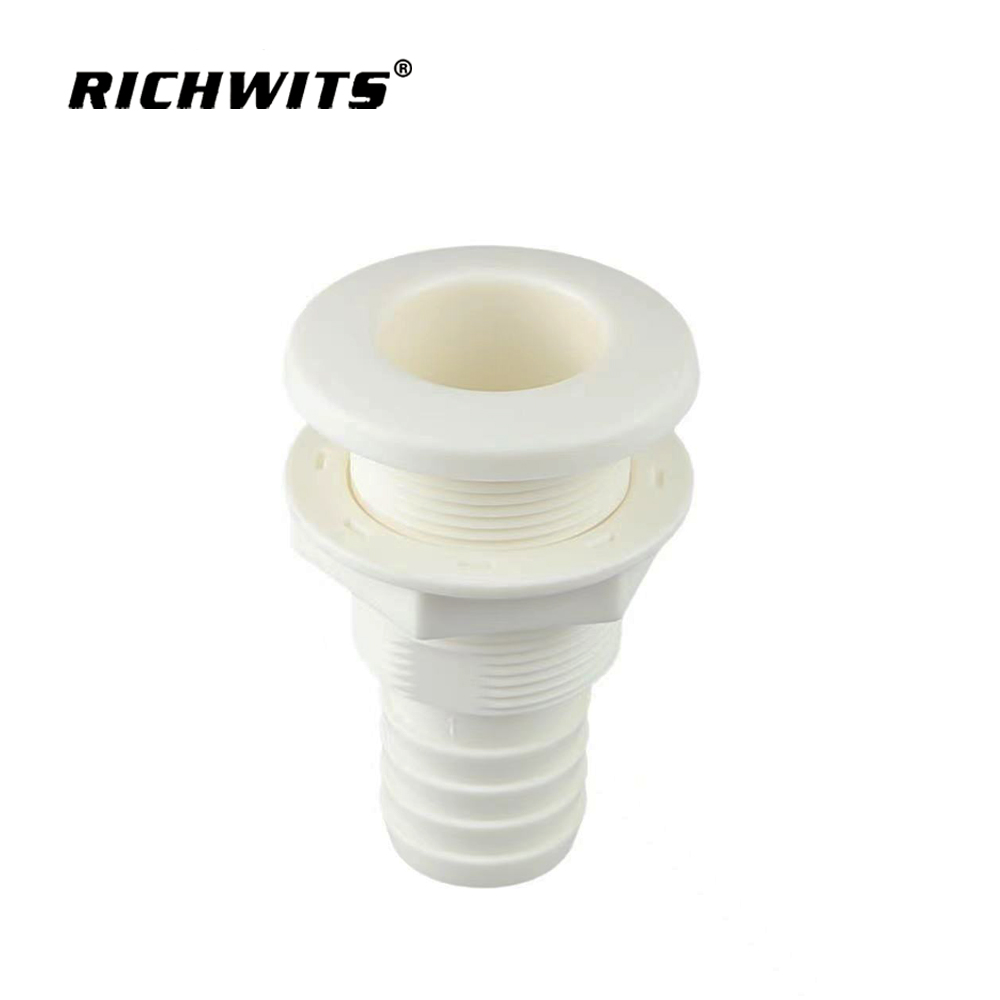 Boat Through Hull Connector ABS Plastic Thru Hull Bilge Pump Drain Vent Hose