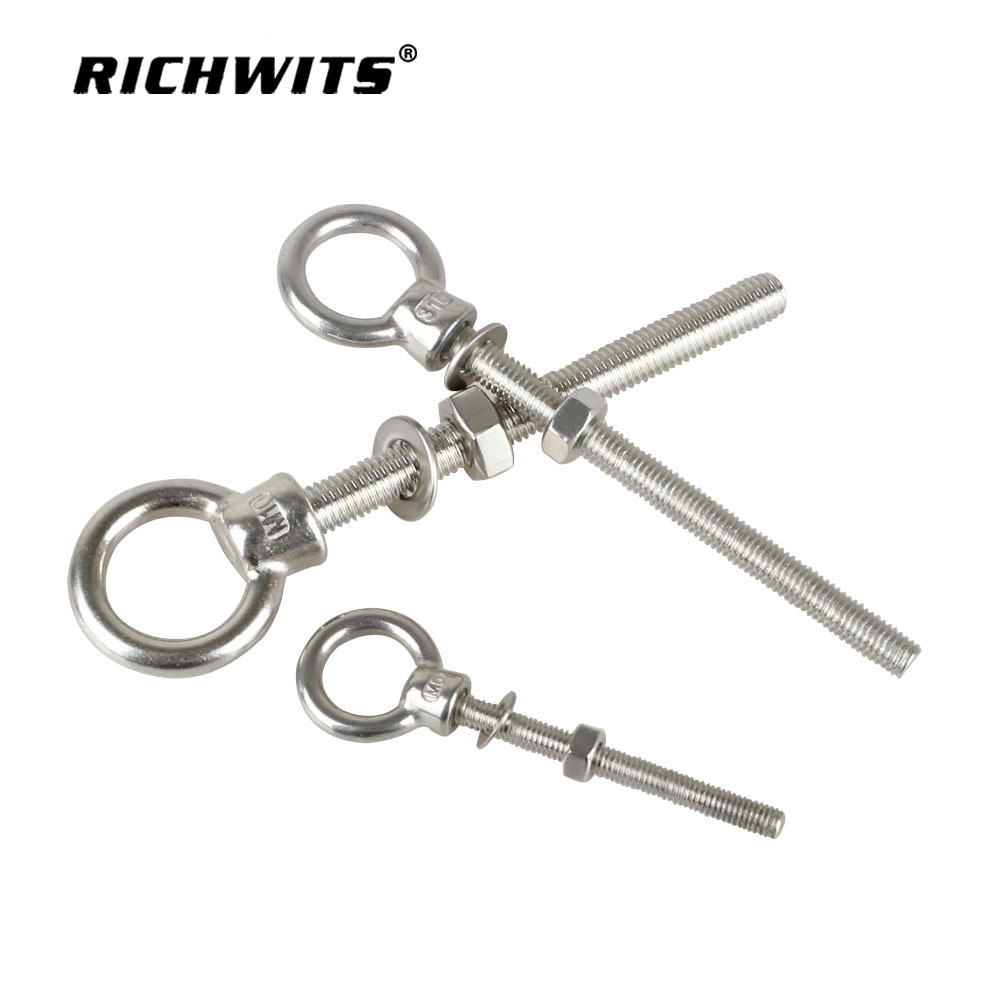 Manufacturers 316 Stainless Steel Lifting Long Shank Eye Bolts with Washer and Nut