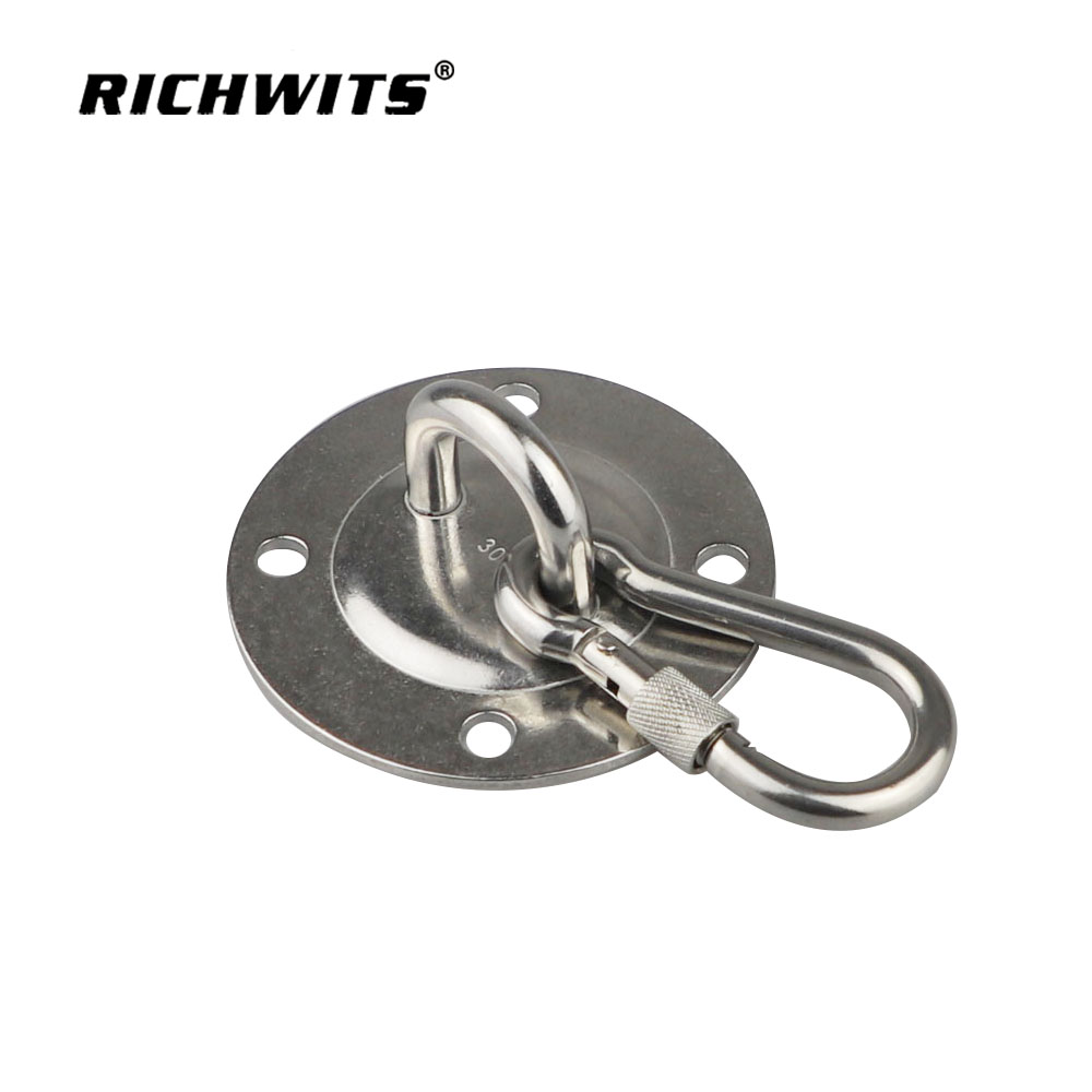 Rigging Hardware Stainless Steel 304 Round Deck Pad Eye Plate Ceiling Wall Mount Hanging Hammock Swing Hook