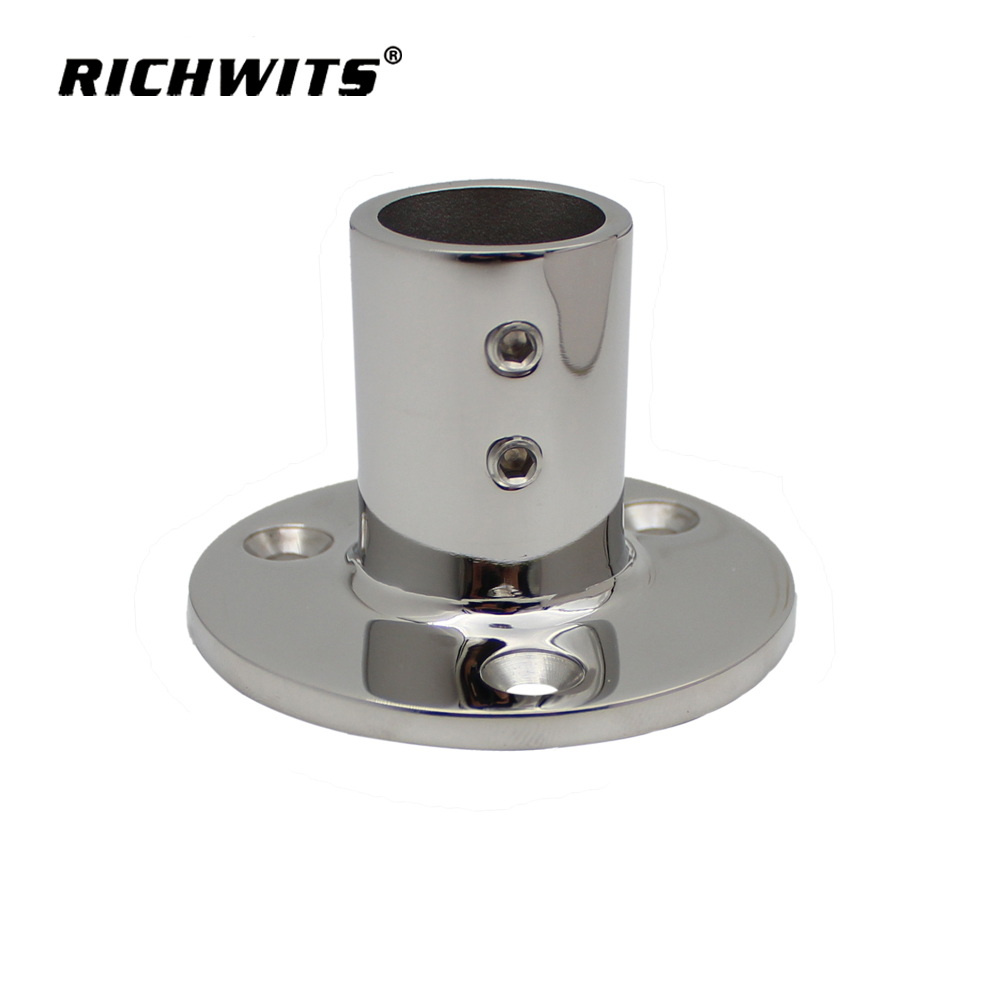  316 Stainless Steel Marine Hardware 90 Degree Round Rail Base for Ship Yacht