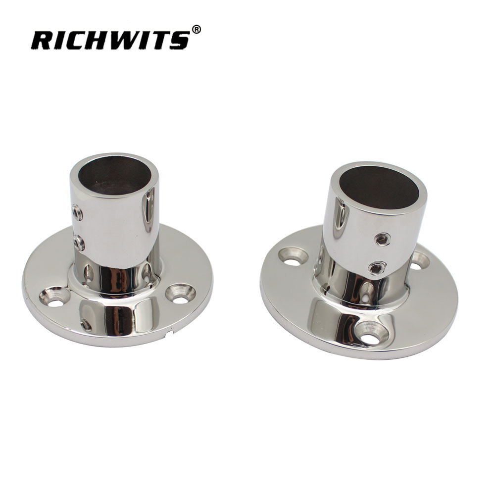  316 Stainless Steel Marine Hardware 90 Degree Round Rail Base for Ship Yacht