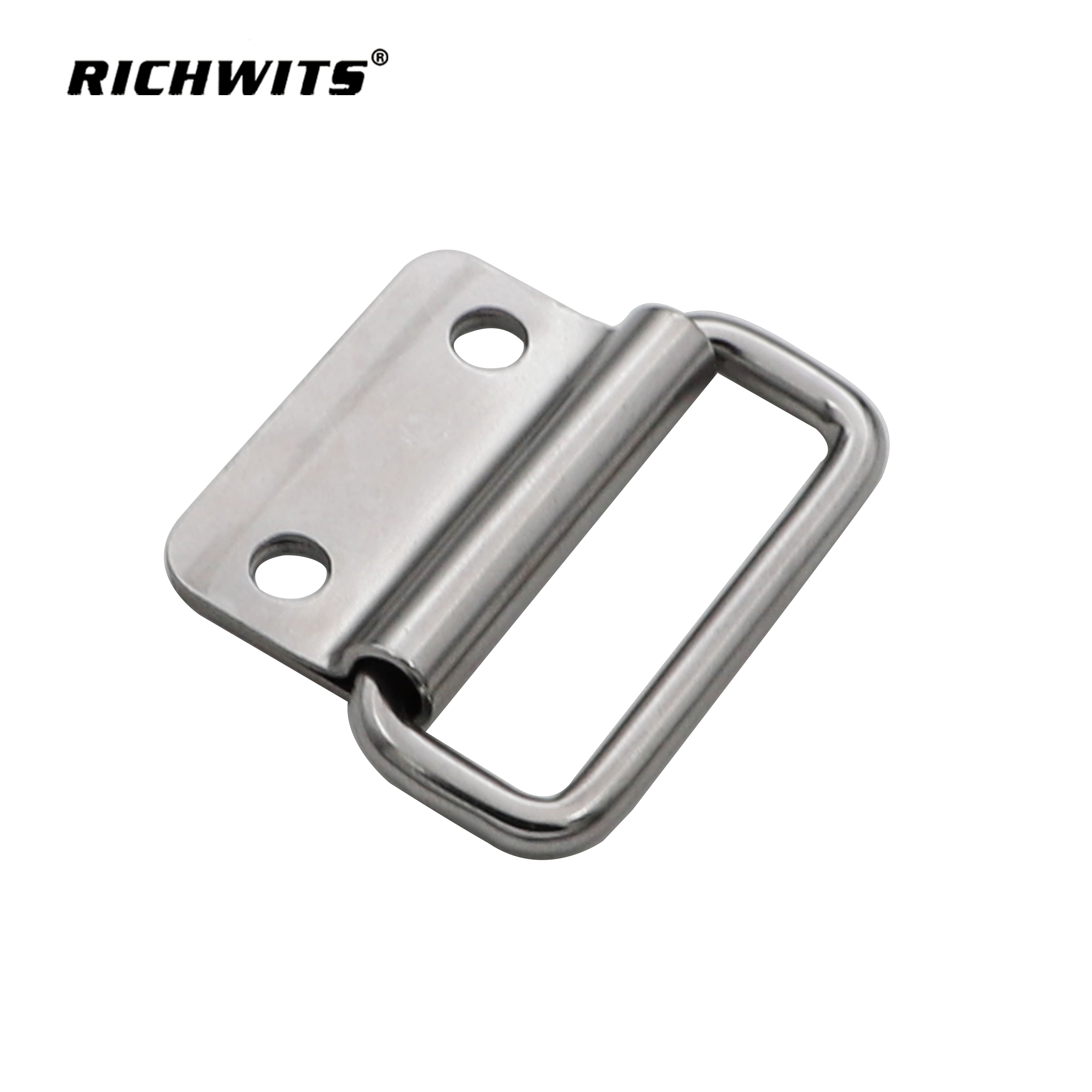 Heavy Duty Stainless Steel 304 Folding Cabinet Pull Handle, Double Hole Mount Metal Lifting Ring for Marine Hardware