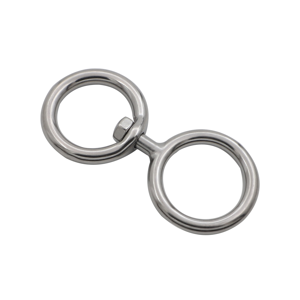 Mirror-polished 5mm marine-grade 316 stainless steel swivel snap hook demonstrating smooth 360-degree rotation