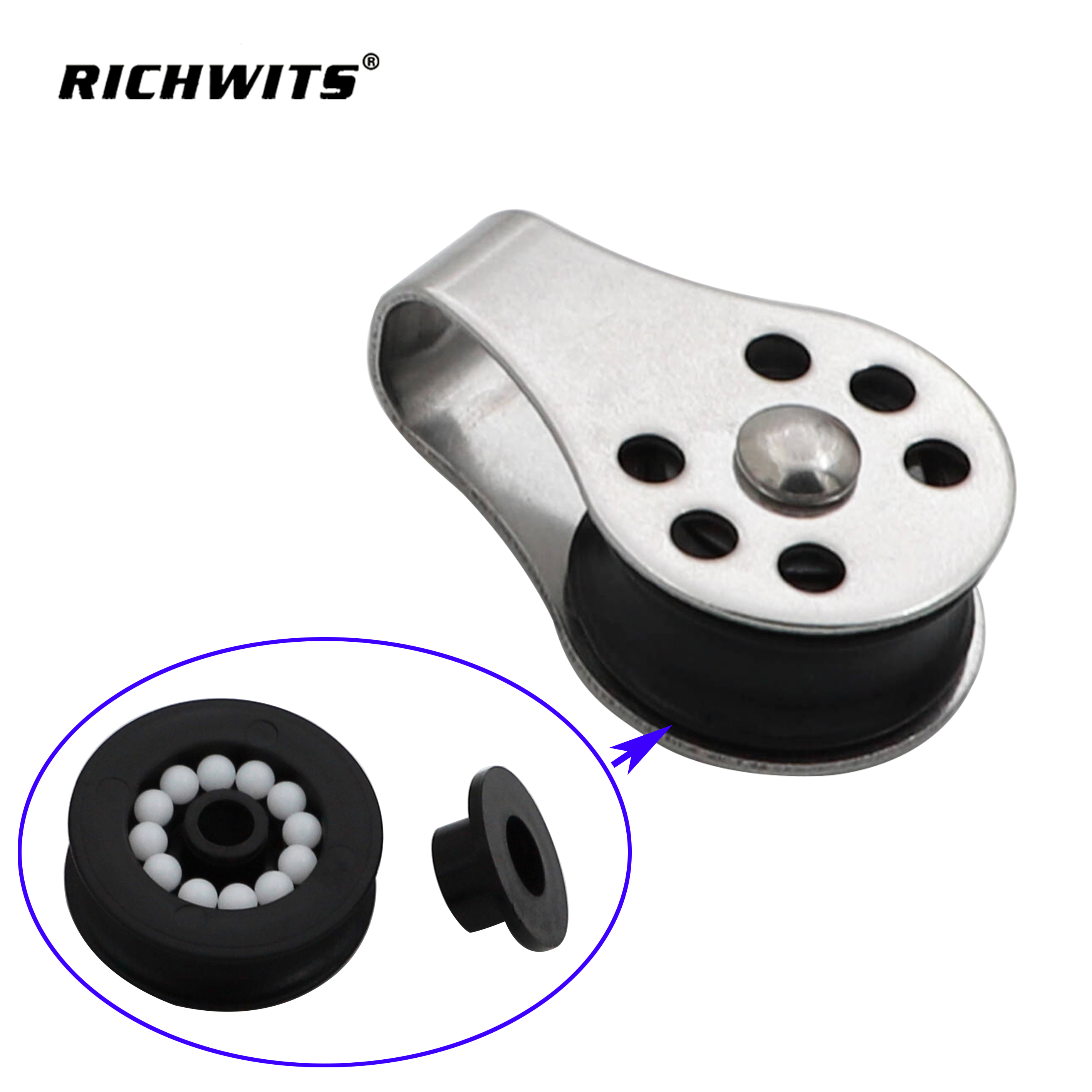 Rigging Hardware Stainless Steel Nylon with Ball Bearings Single Pulley for Rope