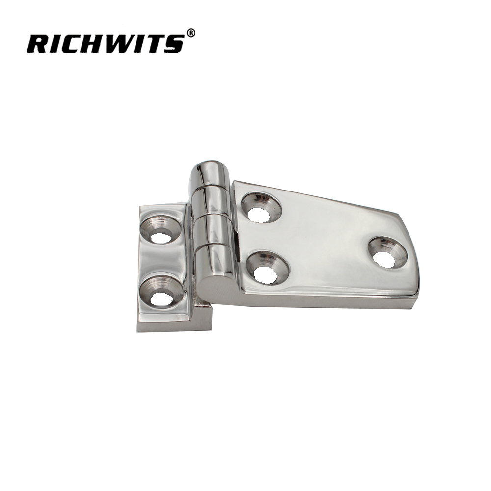 Mirror polished 38x54mm stainless steel door hinge showing smooth surface finish
