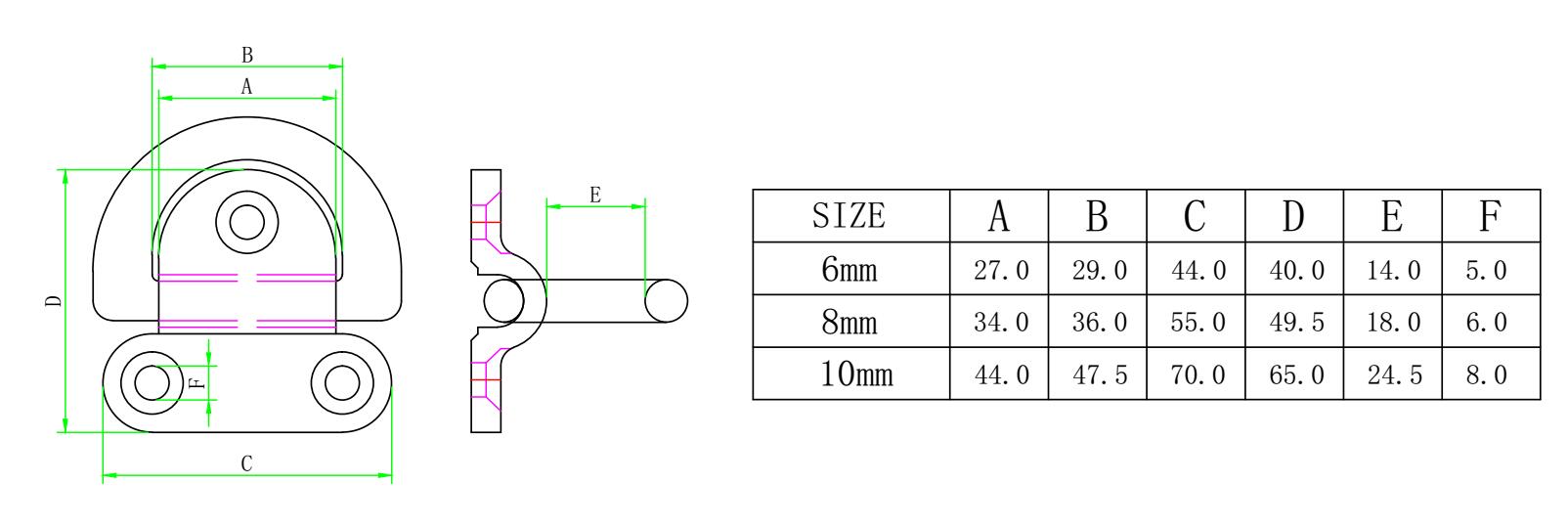 Marine Hardware High Mirror Polished Marine Boat Latch D Ring Folding Pads Eye Dimensions
