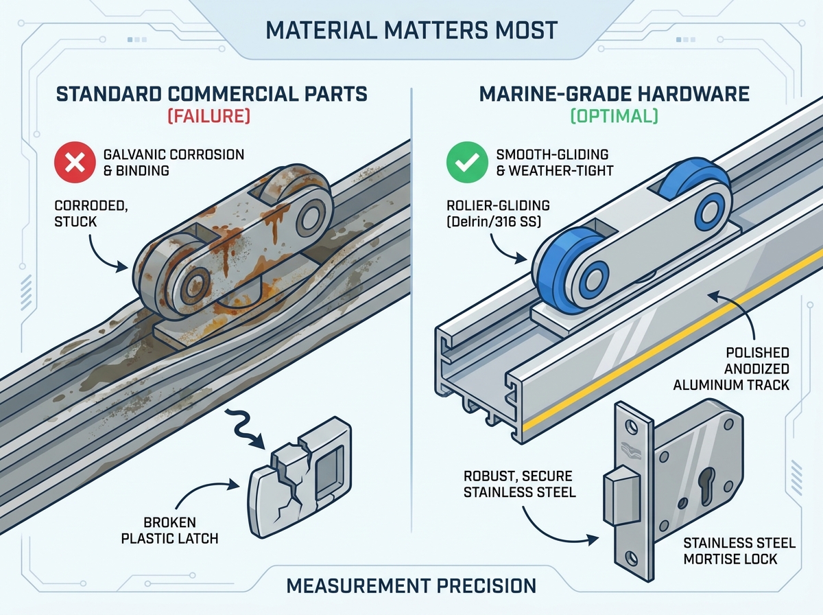 Marine hardware track measurement and alignment