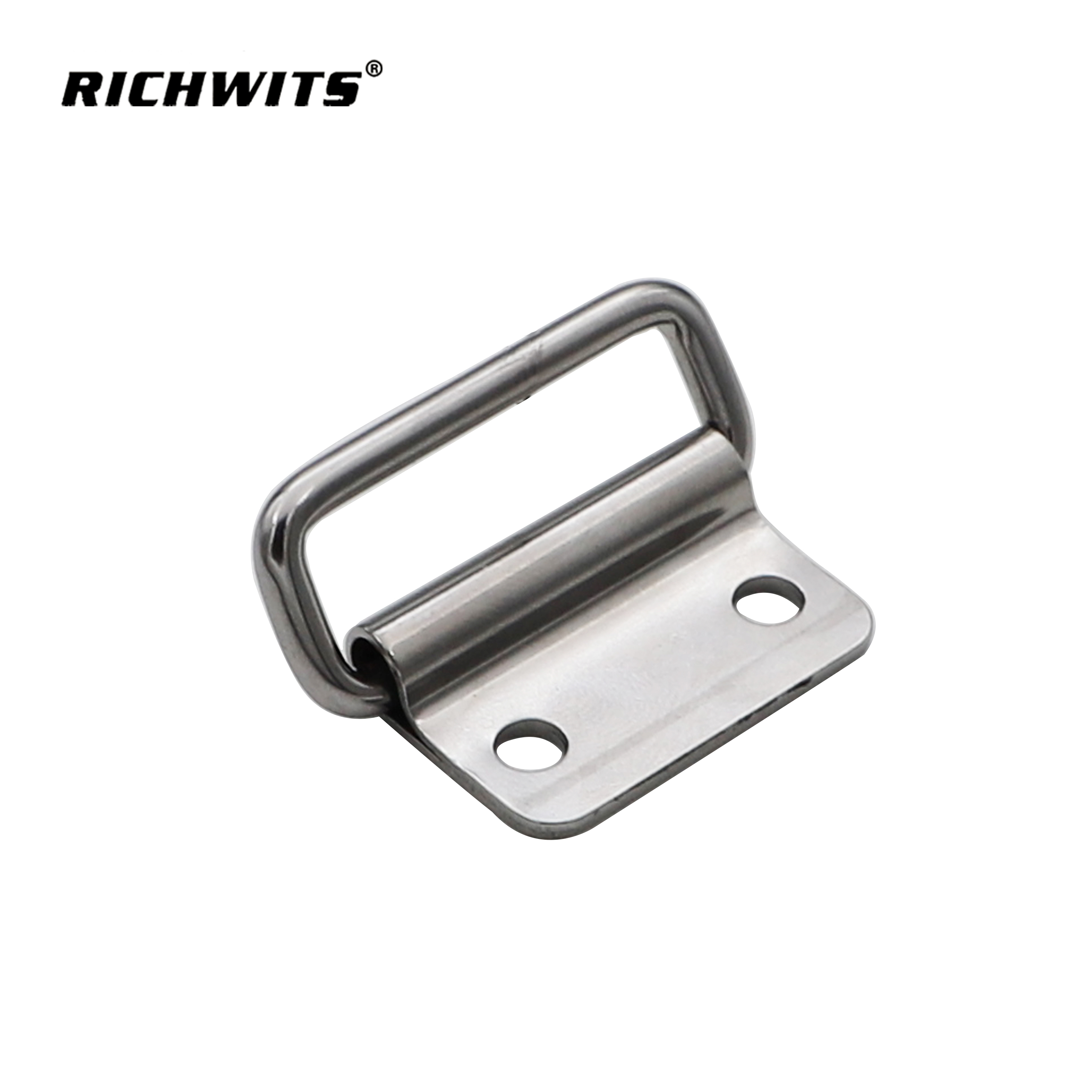 Heavy Duty Stainless Steel 304 Folding Cabinet Pull Handle, Double Hole Mount Metal Lifting Ring for Marine Hardware